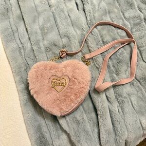 Juicy Couture Heart-Shaped Pink Fur Mini Crossbody Bag